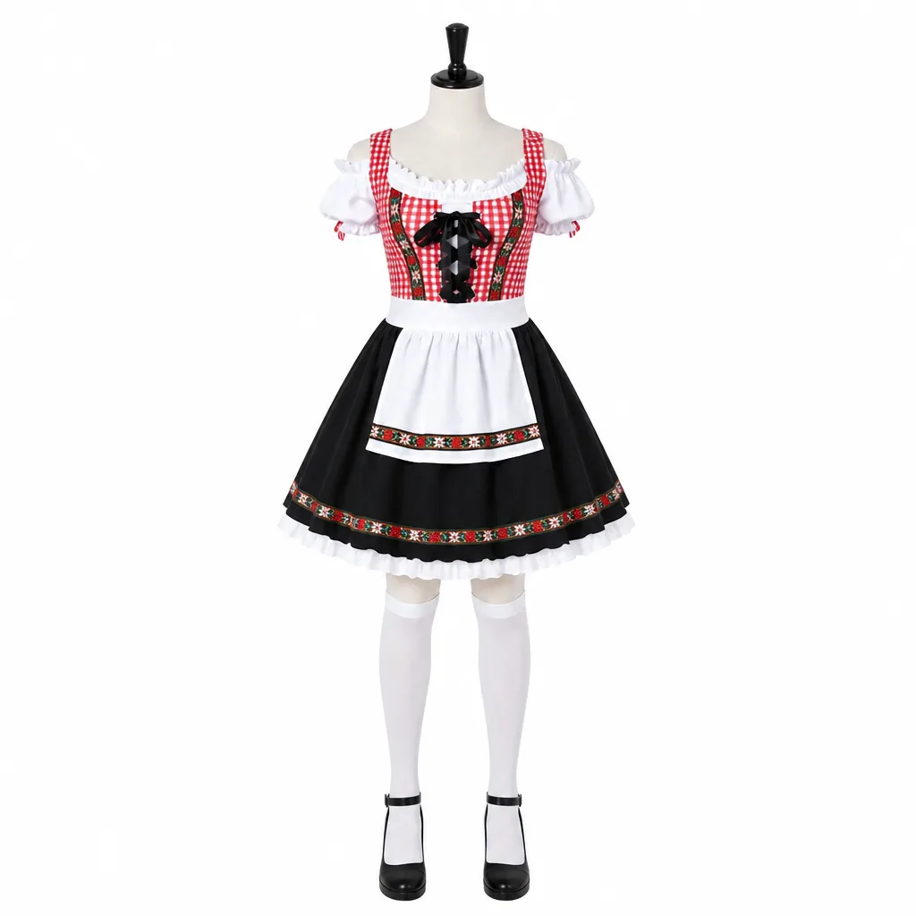 Rotes Dirndl Mit Weißer Schürze 1