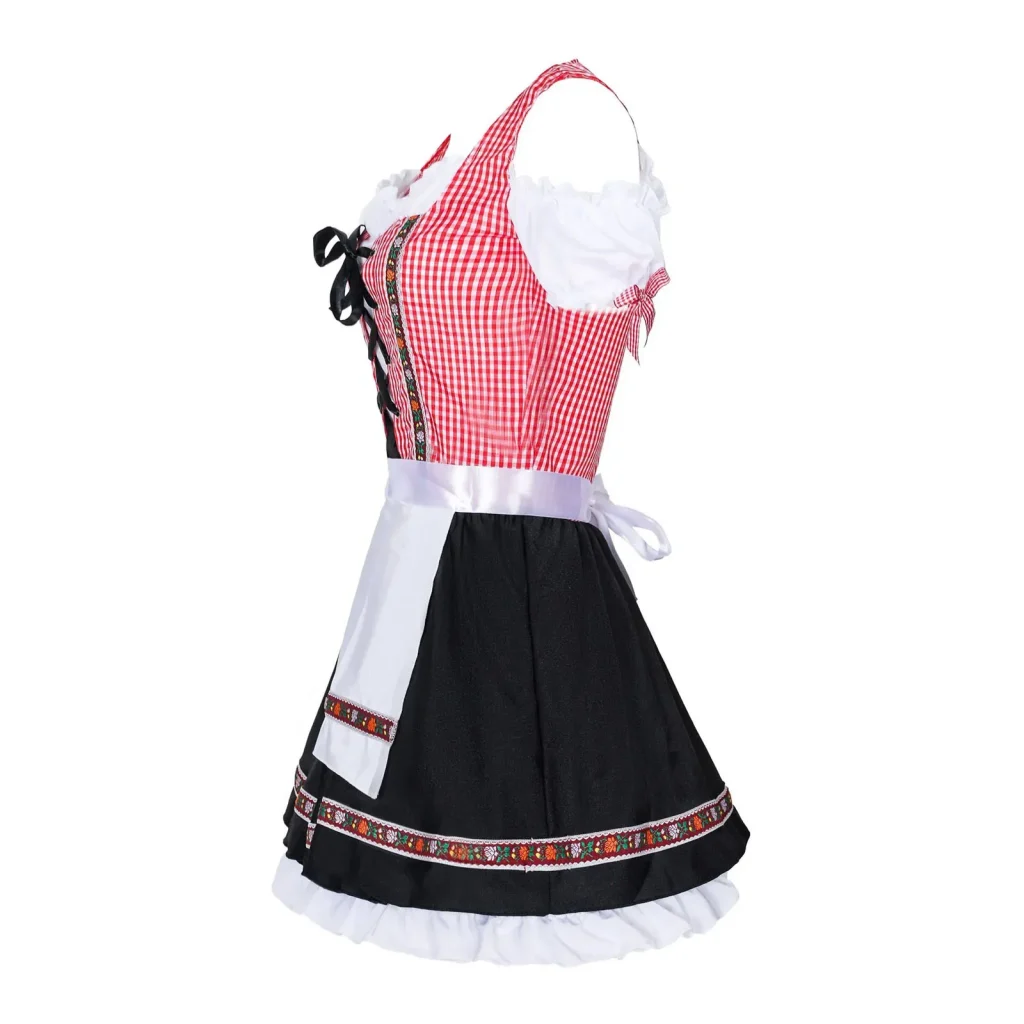 Rotes Dirndl Mit Weißer Schürze 6