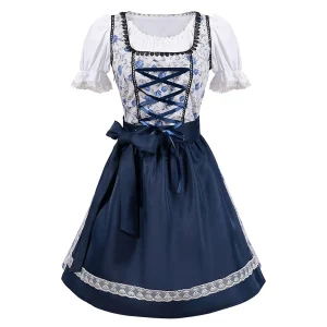 Blaues Dirndl Mit Weißer Schürze 1