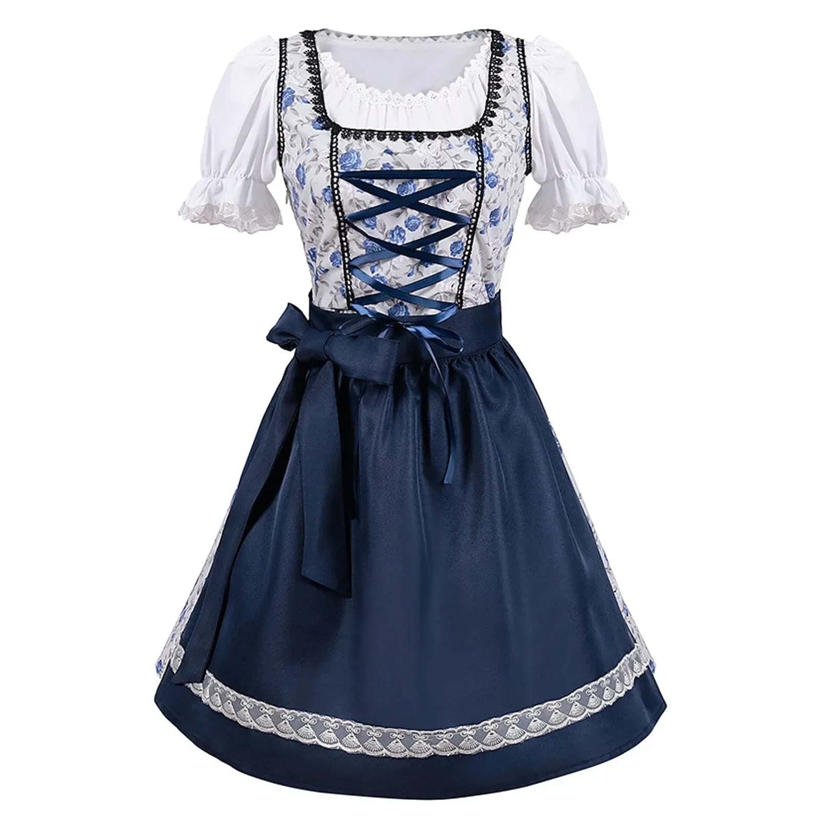Blaues Dirndl Mit Weißer Schürze