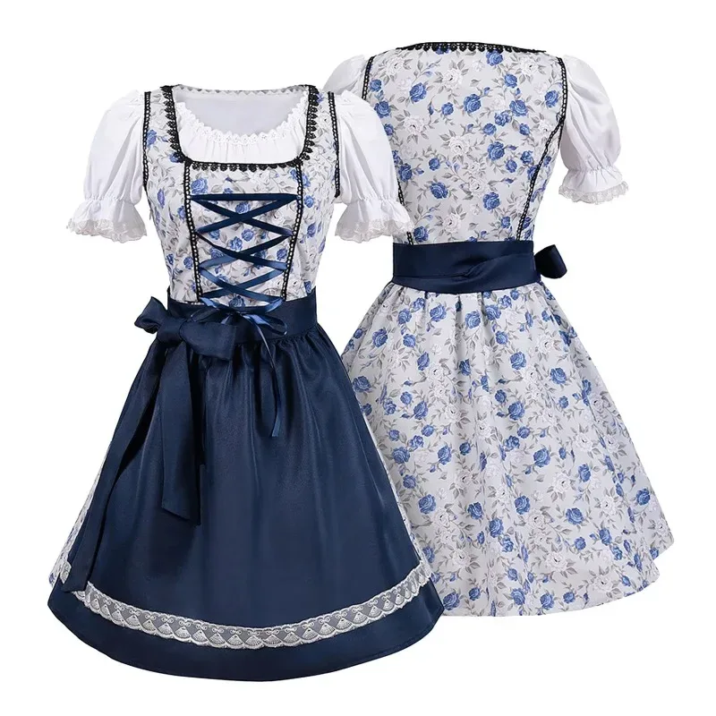Blaues Dirndl Mit Weißer Schürze 2