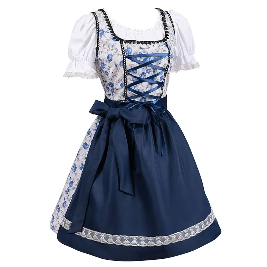 Blaues Dirndl Mit Weißer Schürze 3