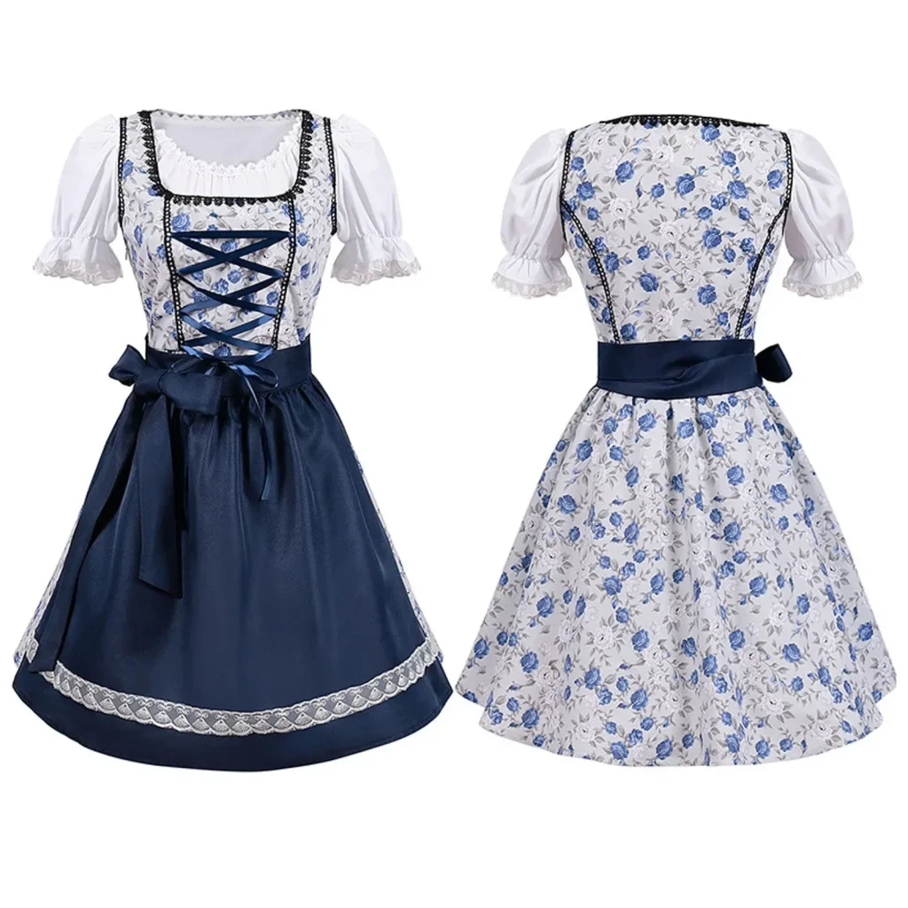 Blaues Dirndl Mit Weißer Schürze 4