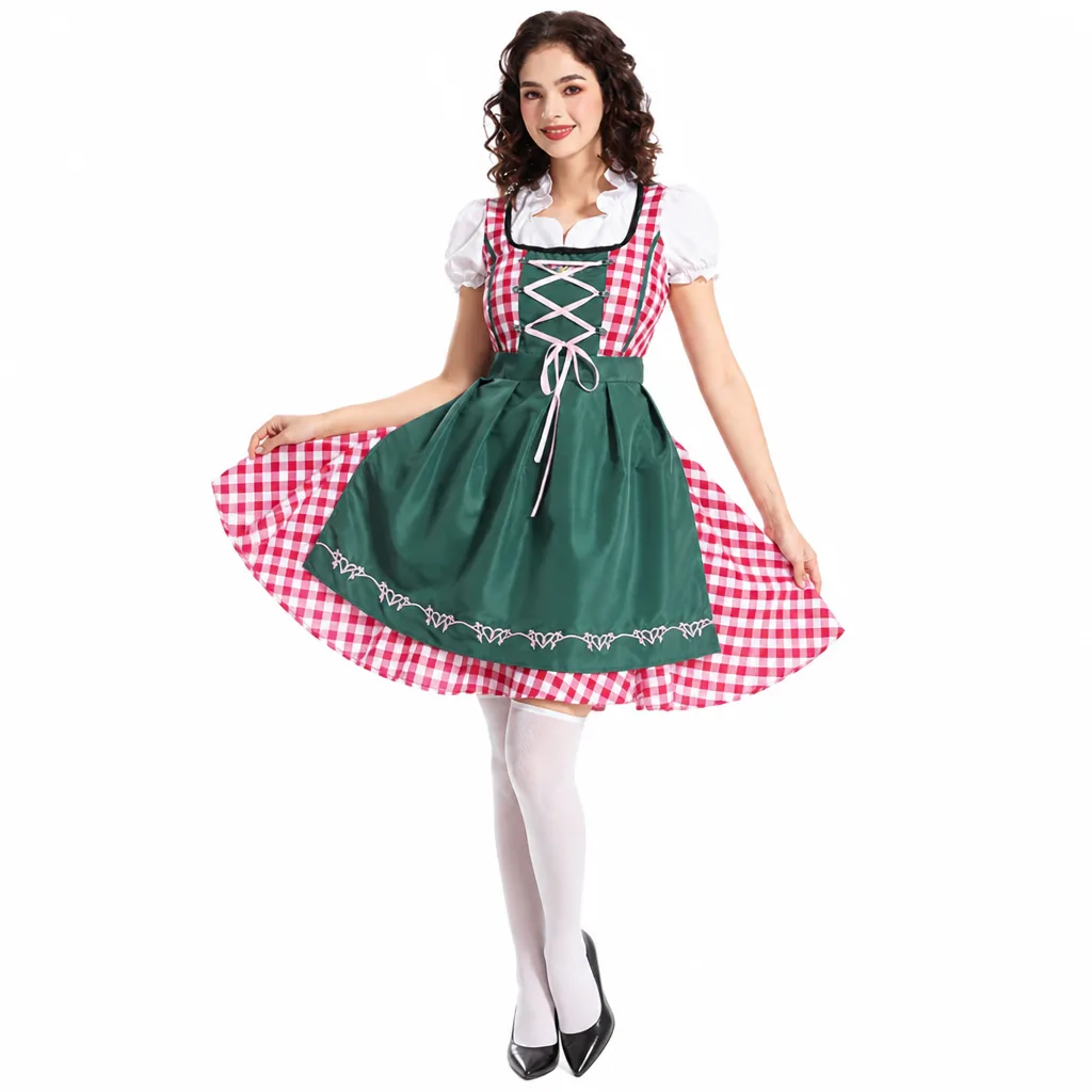Grünes Dirndl Mit Pinker Schürze 1